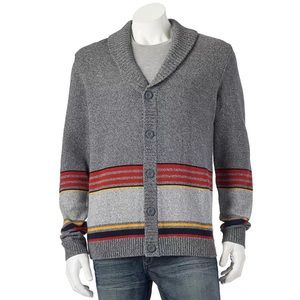 Men’s Grey Button-up Striped Cardigan